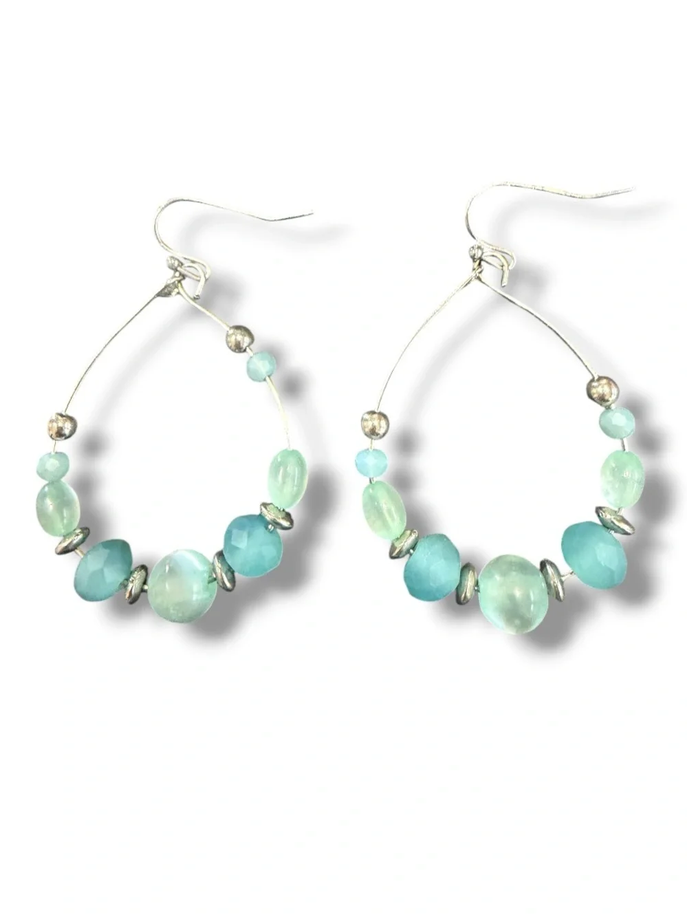 Avon Women’s Summer Aqua Sorbet Beaded Teardrop Hoop Earrings